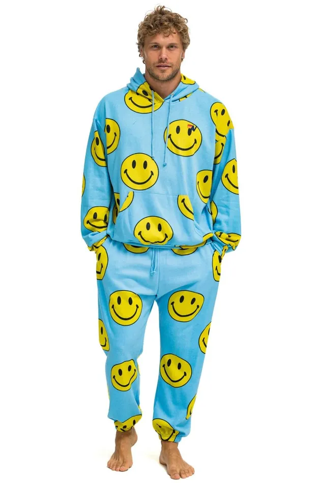 SMILEY REPEAT RELAXED PULLOVER HOODIE 8211 SKY Women Aviator Nation Hoodies
