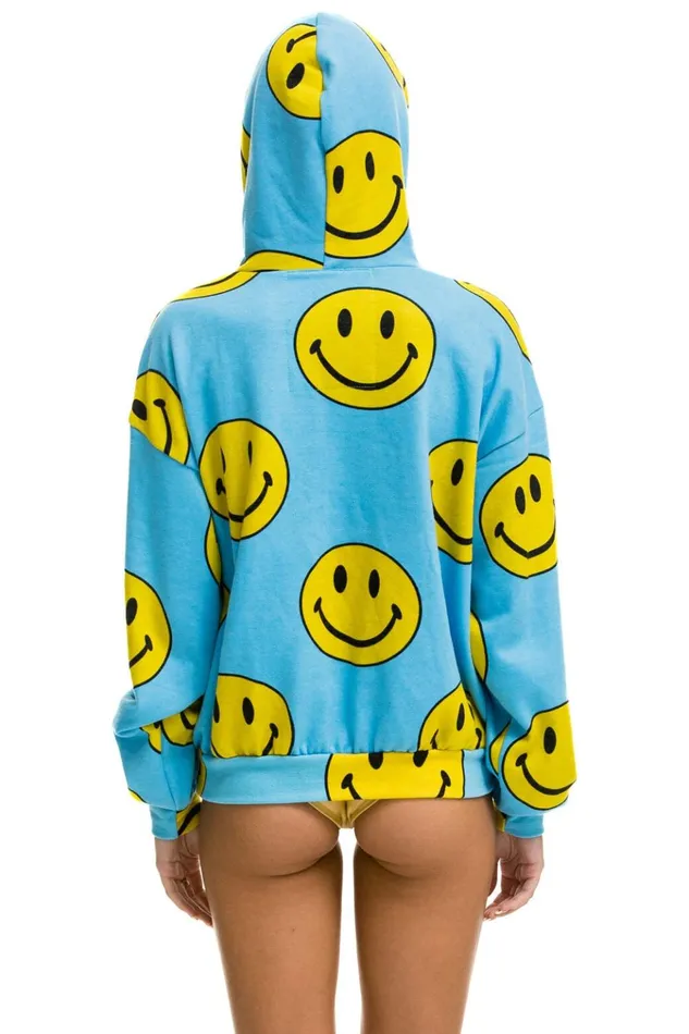SMILEY REPEAT RELAXED PULLOVER HOODIE 8211 SKY Women Aviator Nation Hoodies