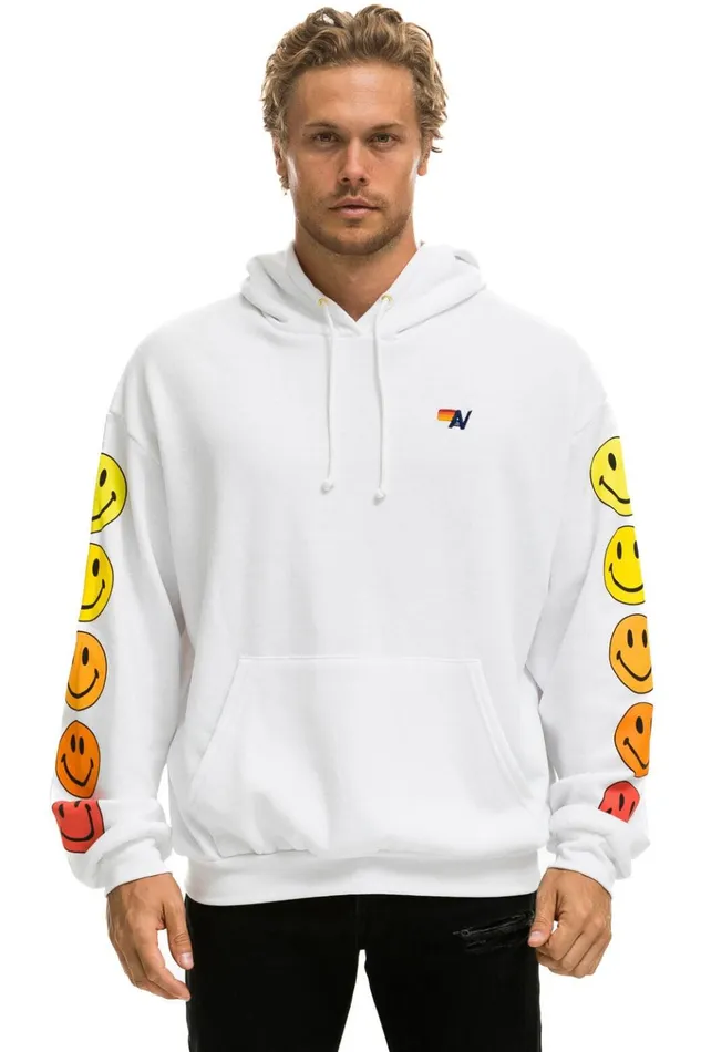 SMILEY SUNSET RELAXED PULLOVER HOODIE 8211 WHITE Women Aviator Nation Hoodies