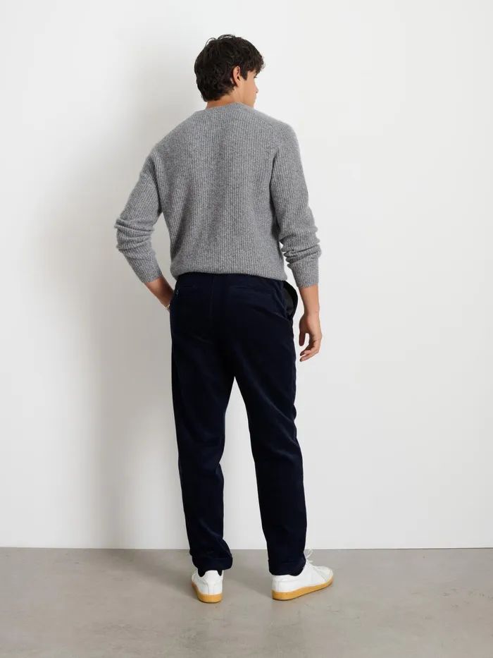 Standard Pleated Pant In Corduroy Long Inseam Dark Navy Men Alex Mill Suiting Blazers