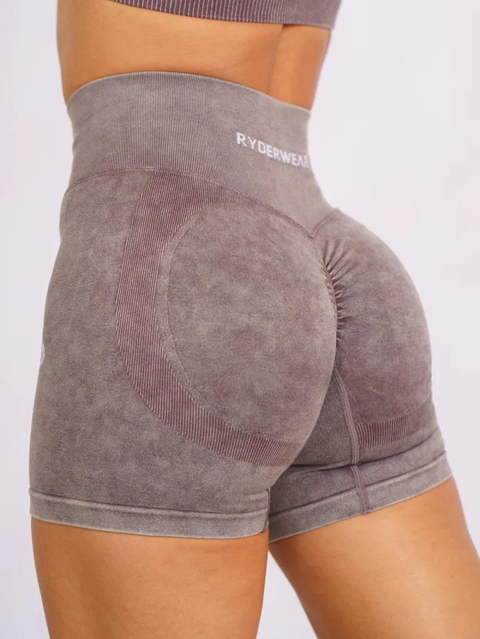 Stonewash Scrunch Seamless Shorts 8211 Chocolate Stonewash Women Ryderwear Gym Shorts