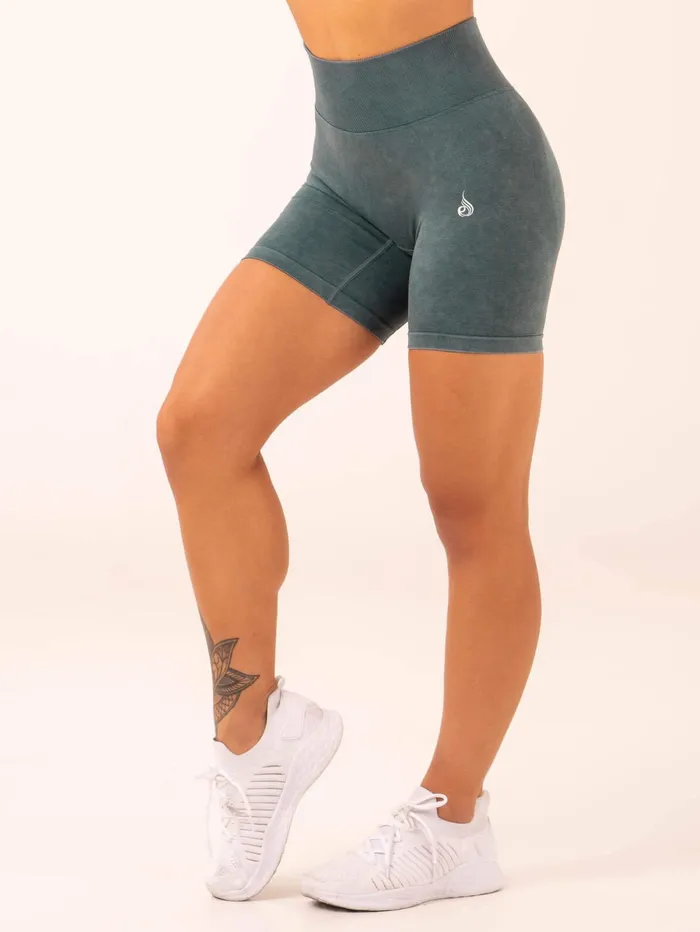 Stonewash Scrunch Seamless Shorts 8211 Petrol Stonewash Women Ryderwear Gym Shorts