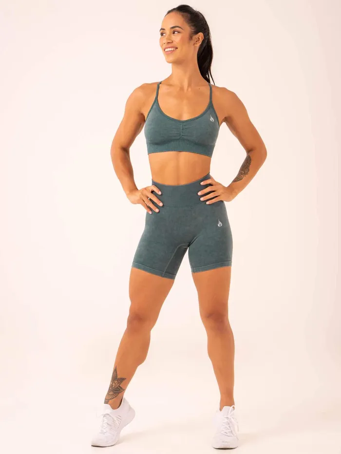 Stonewash Scrunch Seamless Shorts 8211 Petrol Stonewash Women Ryderwear Gym Shorts