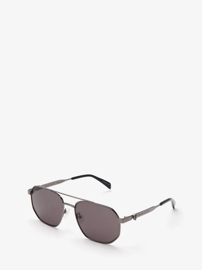 Sunglasses Men Alexander McQueen Floating Skull Metal Caravan Sunglasses Ruthenium Sunglasses Men Alexander McQueen Floating Skull Metal Caravan Sunglasses Ruthenium