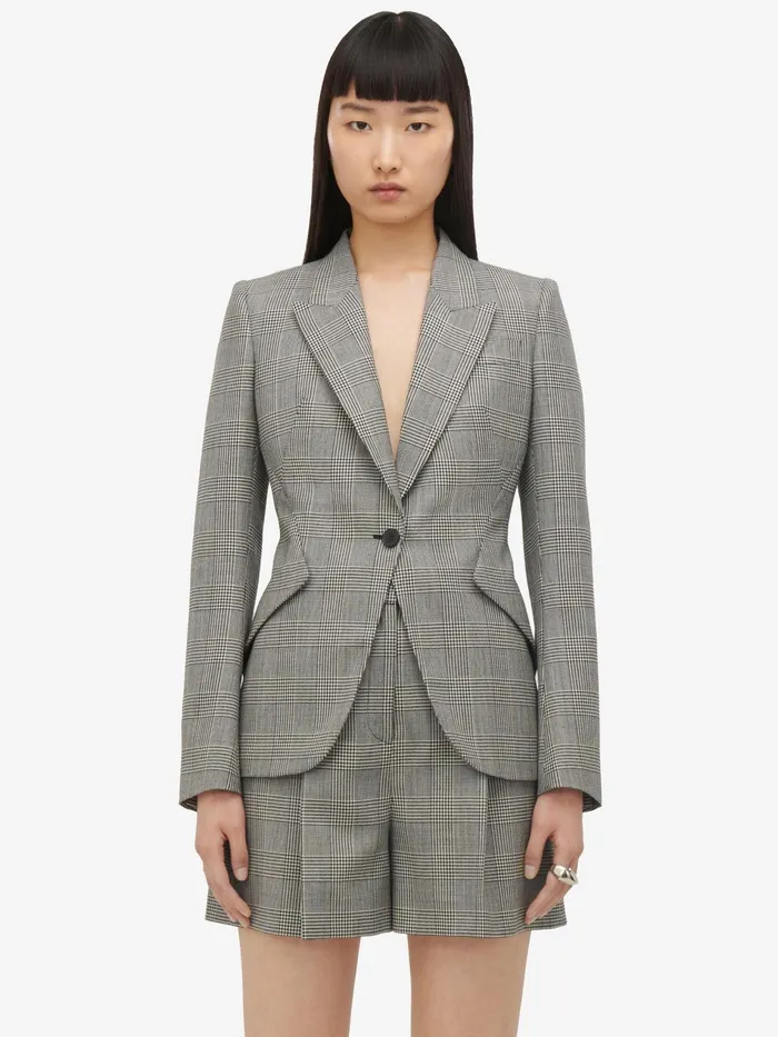 Tailoring Women Alexander McQueen Prince Of Wales Tailored Shorts Blackivory Tailoring Women Alexander McQueen Prince Of Wales Tailored Shorts Blackivory