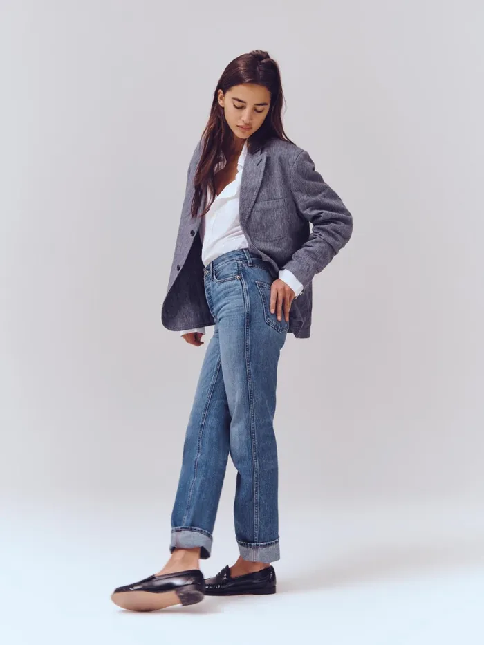 The Carla High Rise Straight Vintage Medium Indigo Women Alex Mill Pants