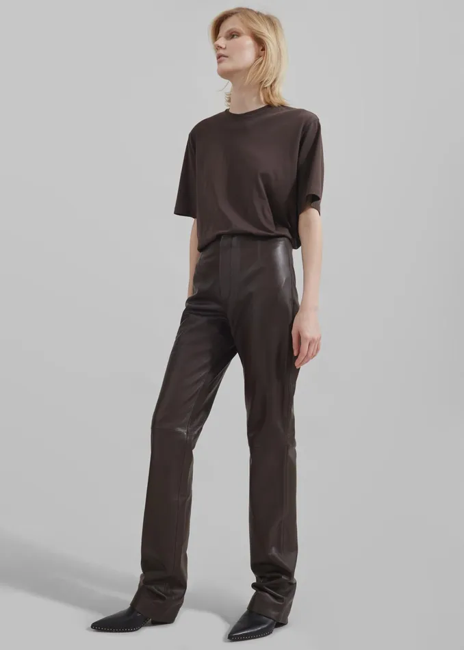 The Frankie Shop Bottoms Women Ziggy Long Leather Pants 8211 Brown