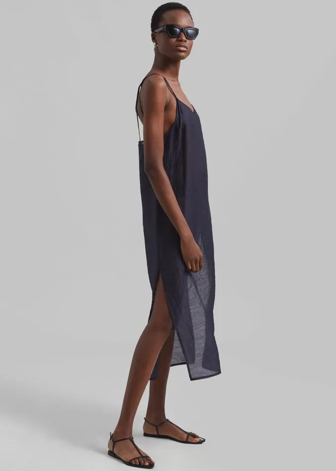 The Frankie Shop Dresses Women Madeline Sheer Midi Dress 8211 Navy