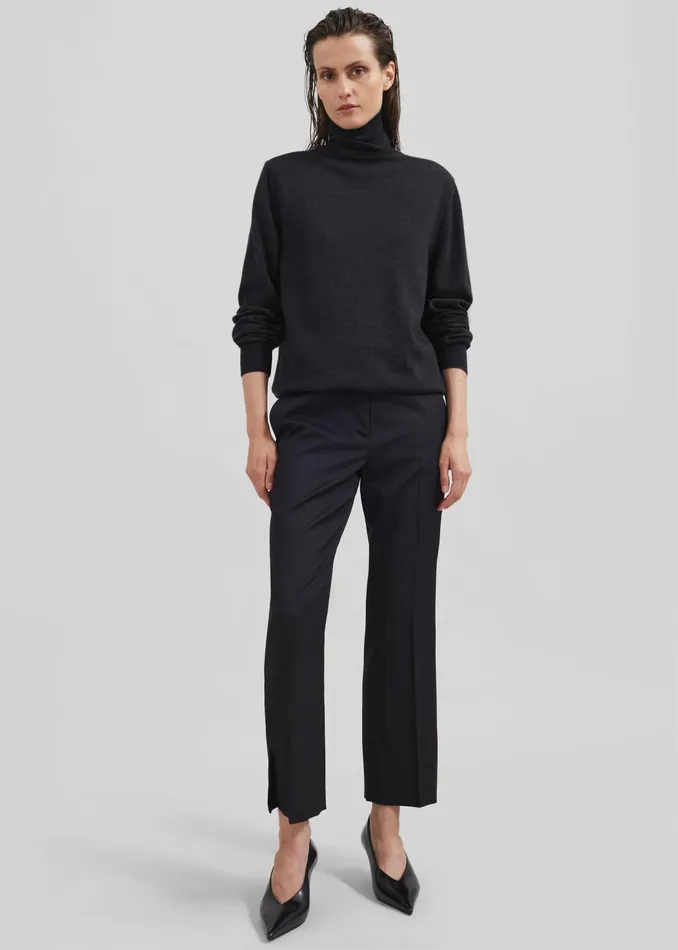 The Frankie Shop Knitwear Women Eve Thin Turtleneck Sweater 8211 Dark Grey Melange
