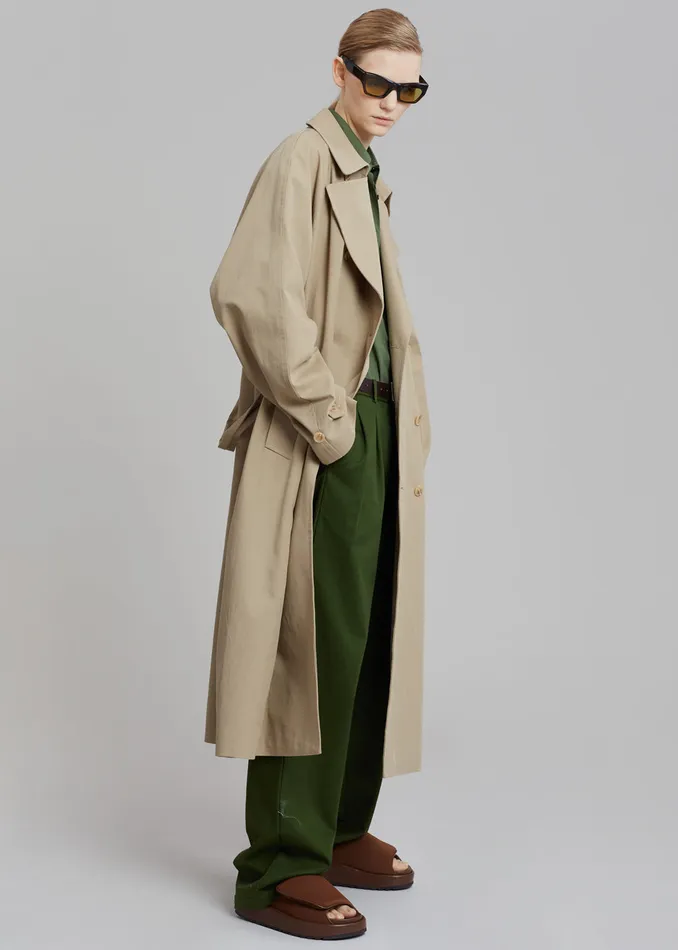 The Frankie Shop Outerwear MenWomen Umi Belted Trench Coat 8211 Beige