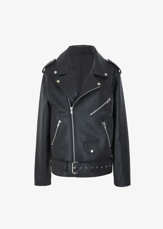 The Frankie Shop Outerwear Women Aria Faux Leather Jacket 8211 Black