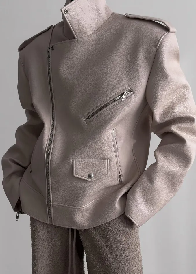 The Frankie Shop Outerwear Women Chicago Oversized Biker Jacket 8211 Cream