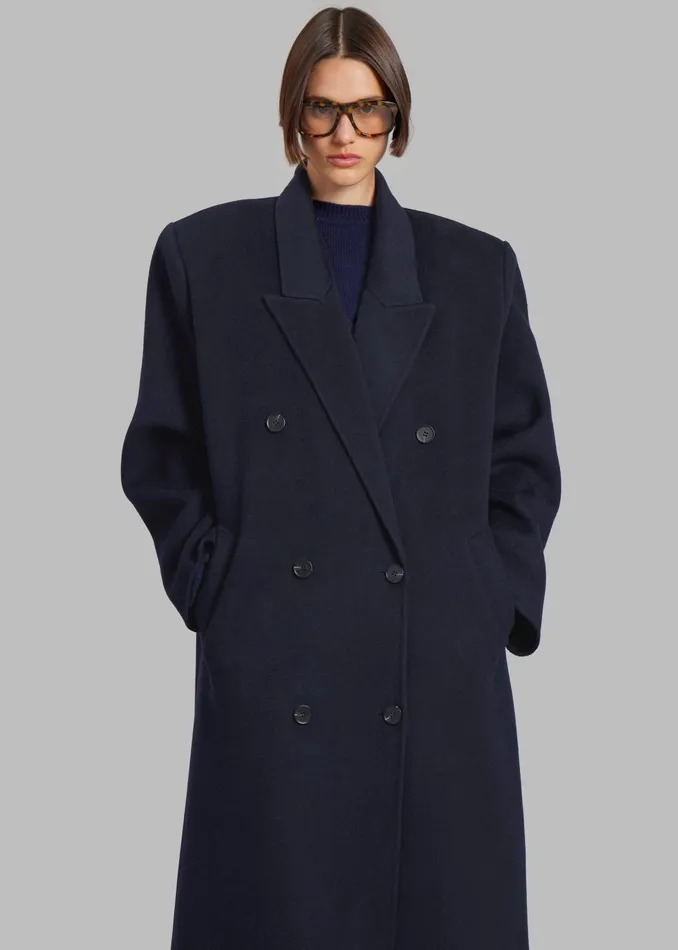 The Frankie Shop Outerwear Women Gaia Double Breasted Coat 8211 Navy