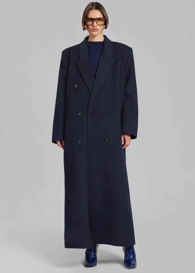 The Frankie Shop Outerwear Women Gaia Double Breasted Coat 8211 Navy