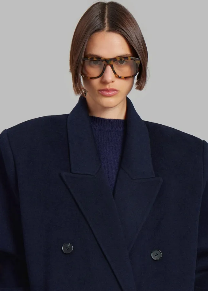 The Frankie Shop Outerwear Women Gaia Double Breasted Coat 8211 Navy