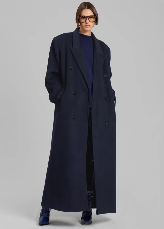 The Frankie Shop Outerwear Women Gaia Double Breasted Coat 8211 Navy