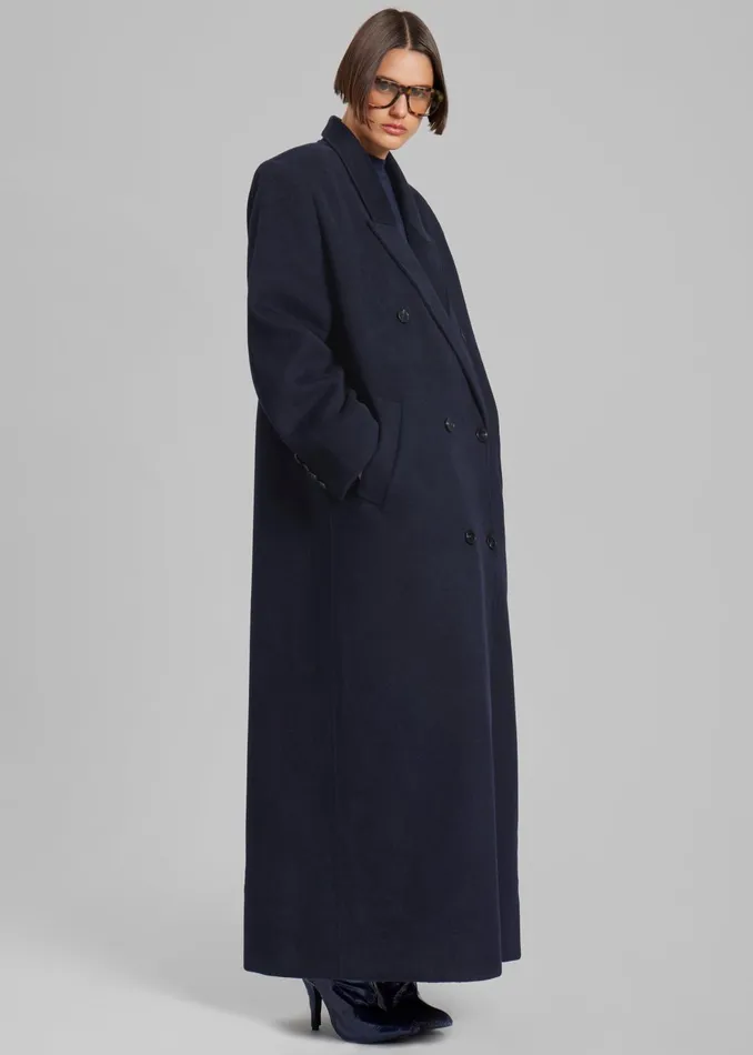 The Frankie Shop Outerwear Women Gaia Double Breasted Coat 8211 Navy