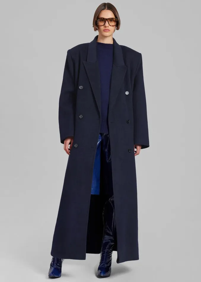 The Frankie Shop Outerwear Women Gaia Double Breasted Coat 8211 Navy