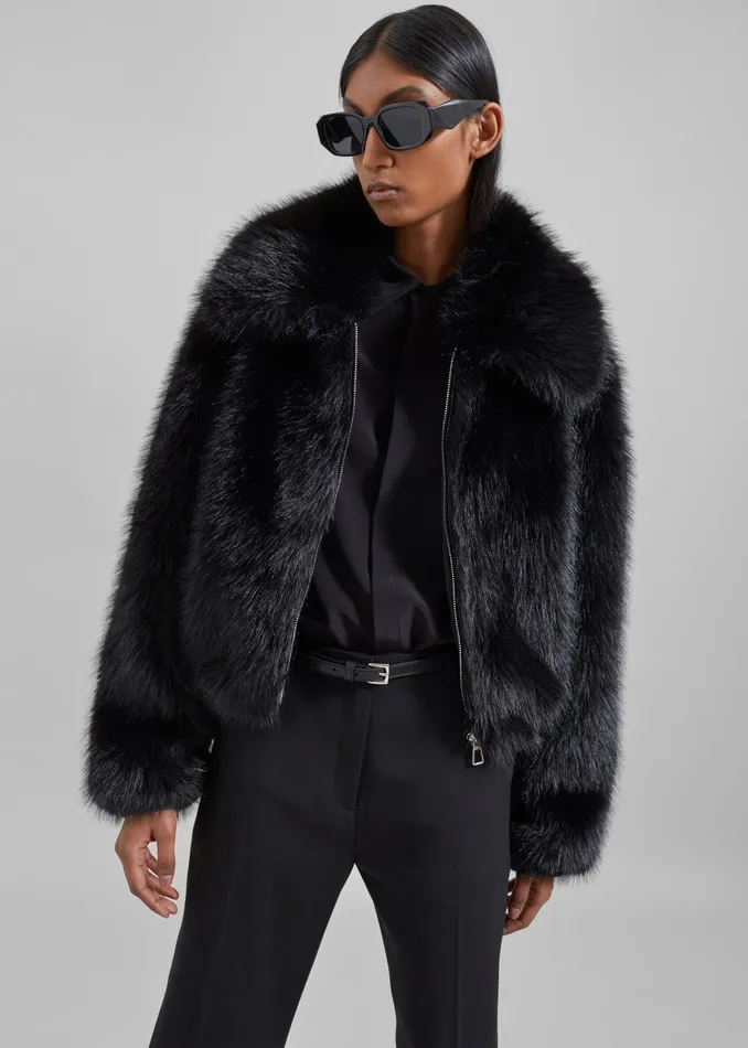 The Frankie Shop Outerwear Women Hope Faux Fur Jacket 8211 Black