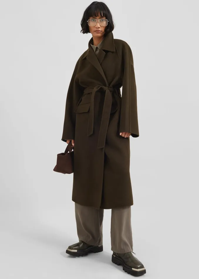 The Frankie Shop Outerwear Women Jalhay Oversized Wool Coat 8211 Khaki Brown
