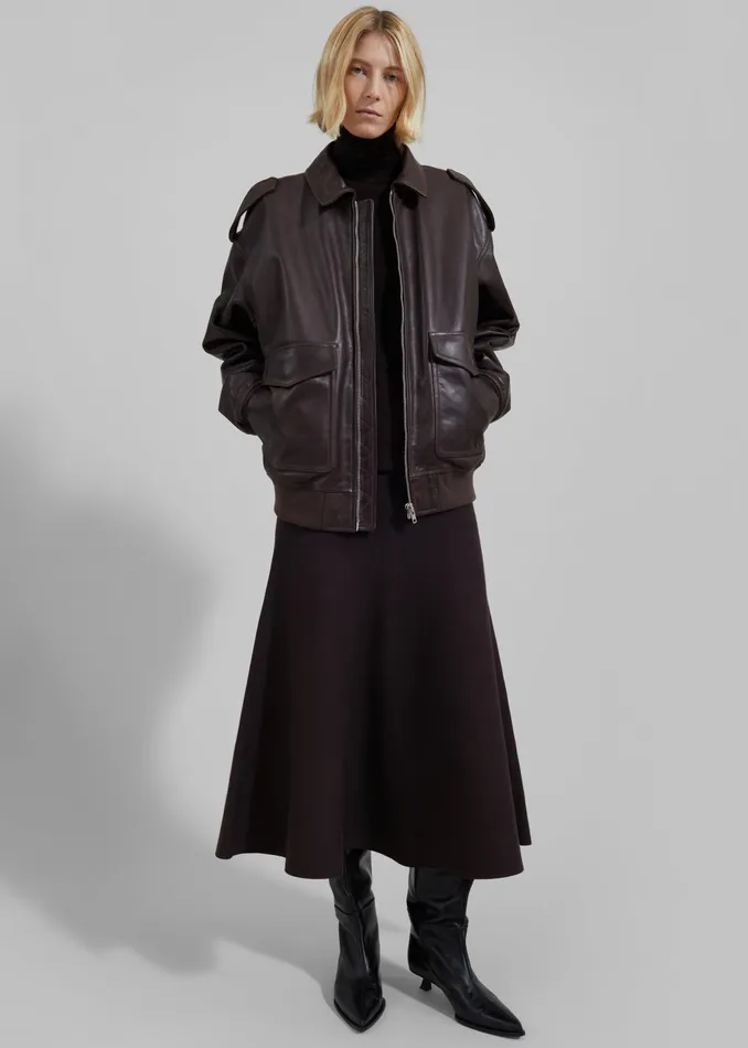 The Frankie Shop Outerwear Women Viper Leather Jacket 8211 Dark Plum