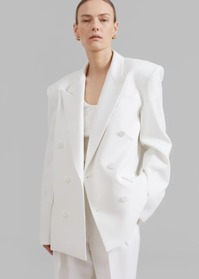 The Frankie Shop Outerwear Women Zia Covered Buttons Blazer 8211 White