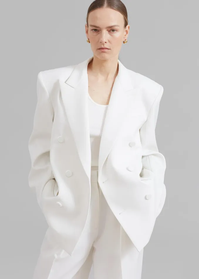 The Frankie Shop Outerwear Women Zia Covered Buttons Blazer 8211 White