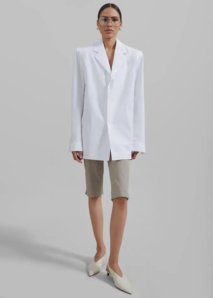 The Frankie Shop Tops Women Avianna Padded Button Up Shirt 8211 White