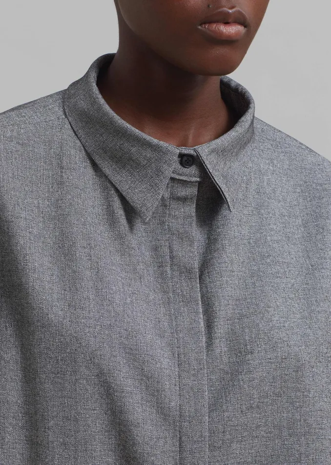 The Frankie Shop Tops Women Casey Reversible Button Up Shirt 8211 Grey