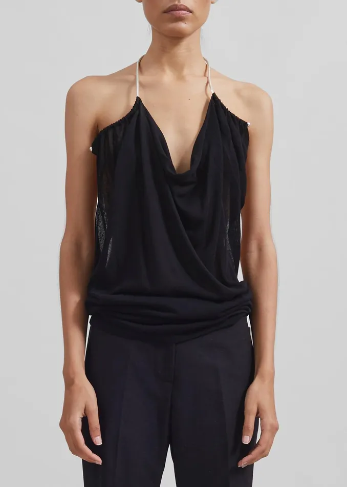 The Frankie Shop Tops Women Christopher Esber Petra Knit Necklace Tank 8211 Black