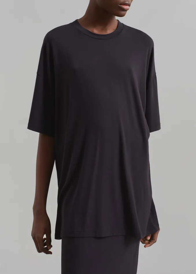 The Frankie Shop Tops Women Ella Boxy Tee 8211 Dark Plum