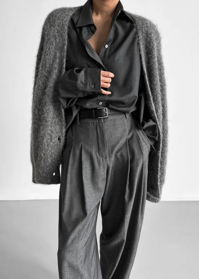 The Frankie Shop Tops Women Gelso Shirt 8211 Dark Grey Melange