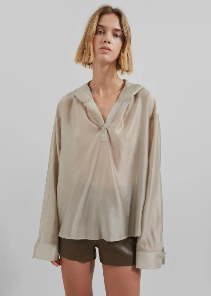 The Frankie Shop Tops Women Moraine Hooded Blouse 8211 Beige