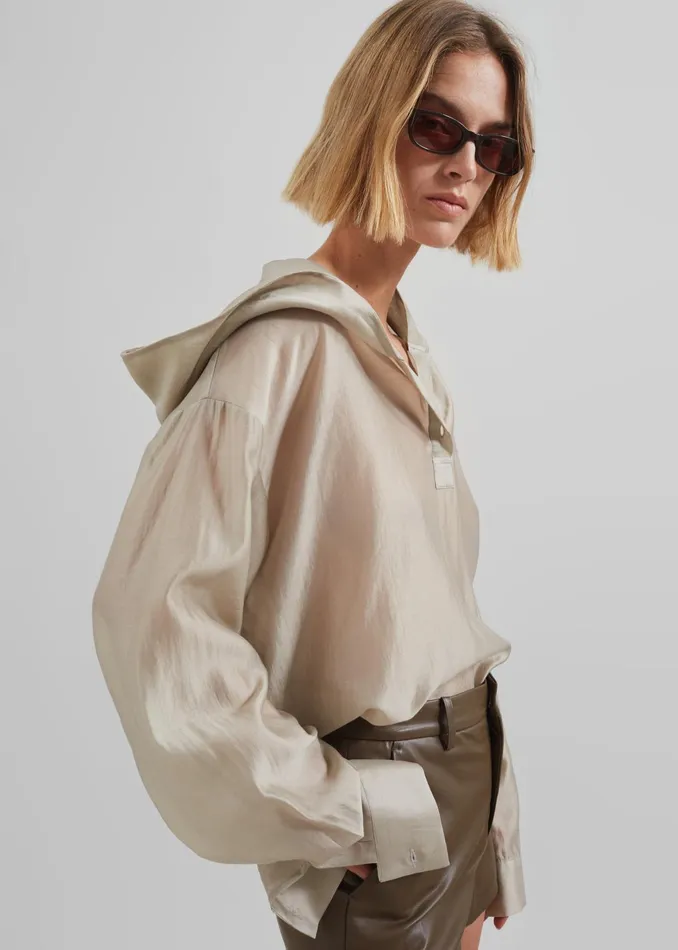 The Frankie Shop Tops Women Moraine Hooded Blouse 8211 Beige