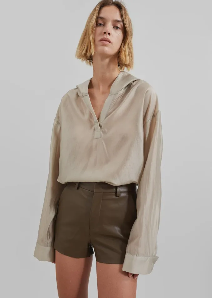 The Frankie Shop Tops Women Moraine Hooded Blouse 8211 Beige