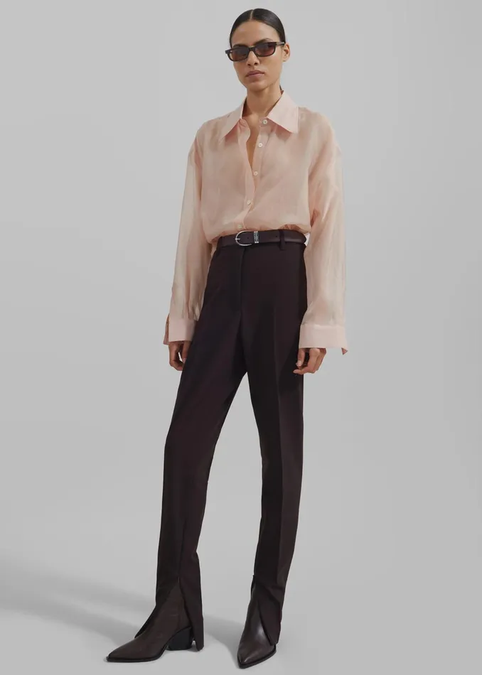 The Frankie Shop Tops Women Nel Sheer Button Up Shirt 8211 Pink
