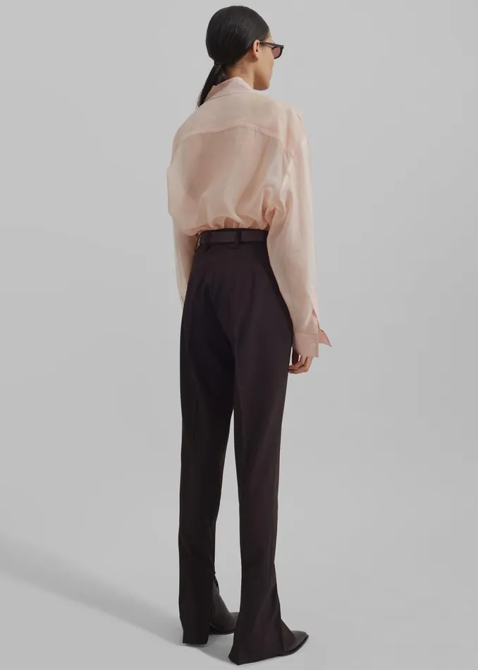 The Frankie Shop Tops Women Nel Sheer Button Up Shirt 8211 Pink