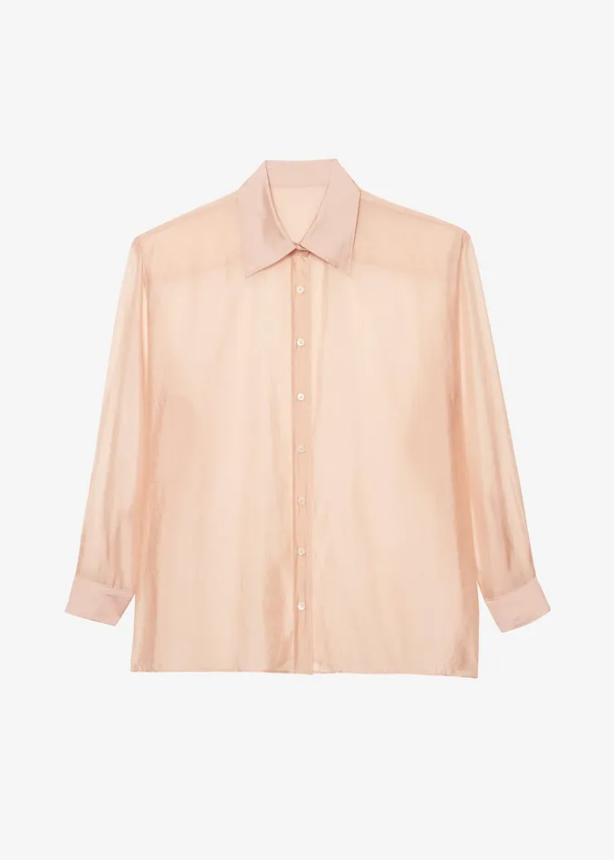 The Frankie Shop Tops Women Nel Sheer Button Up Shirt 8211 Pink