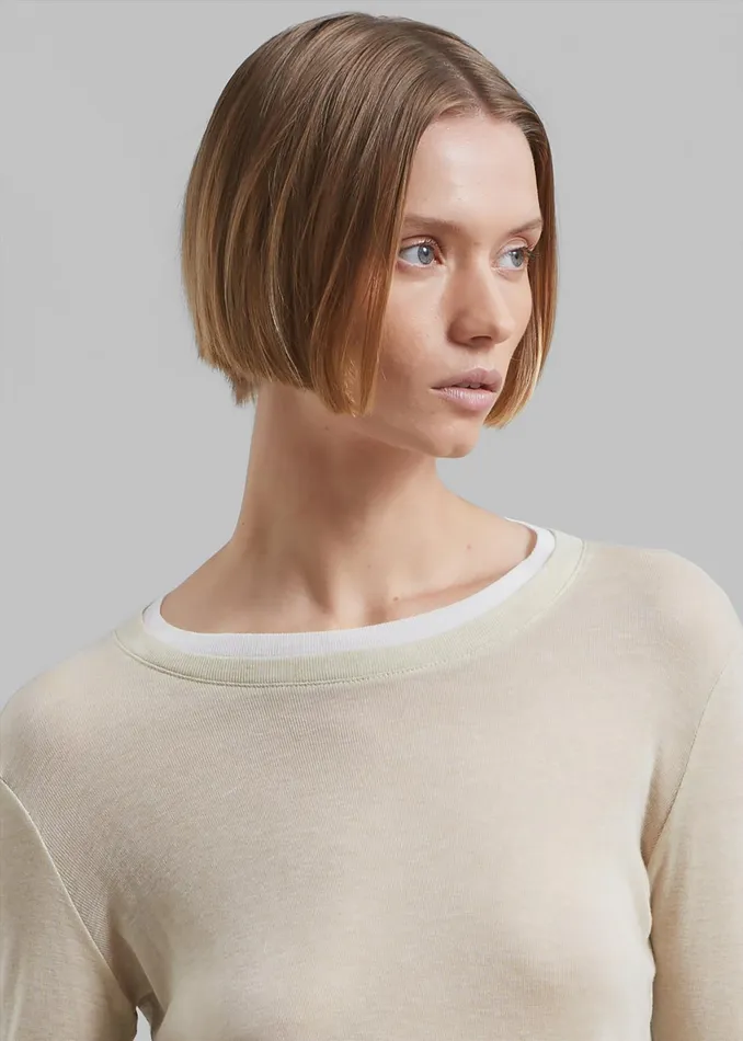 The Frankie Shop Tops Women Scottie Layered Tee 8211 Butter
