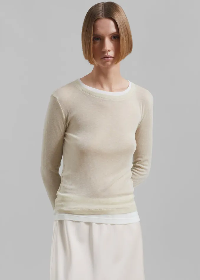 The Frankie Shop Tops Women Scottie Layered Tee 8211 Butter