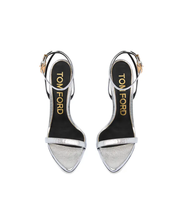 The Padlock Women TOM FORD LAMINATED NAPPA LEATHER PADLOCK POINTY NAKED SANDAL Silver The Padlock Women TOM FORD LAMINATED NAPPA LEATHER PADLOCK POINTY NAKED SANDAL Silver