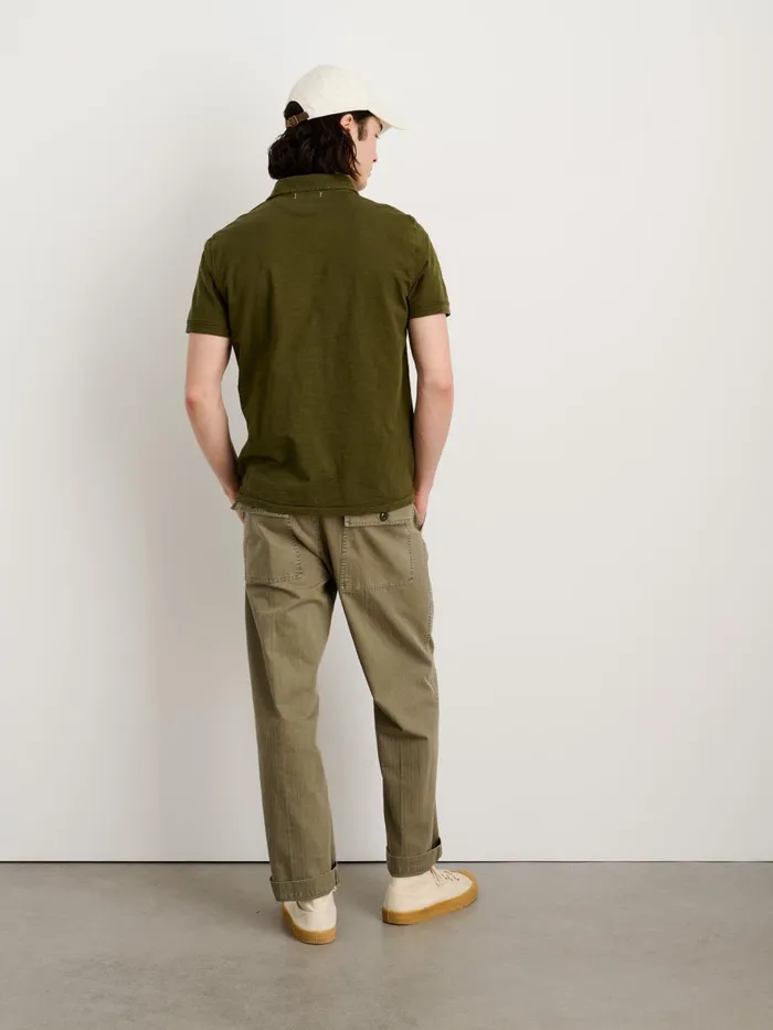 The Standard Polo In Slub Cotton Deep Olive Men Alex Mill Tees Polos