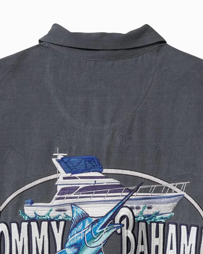 Tommy Bahama Afishianado Silk Camp Shirt Dark Sterling Men Shirts