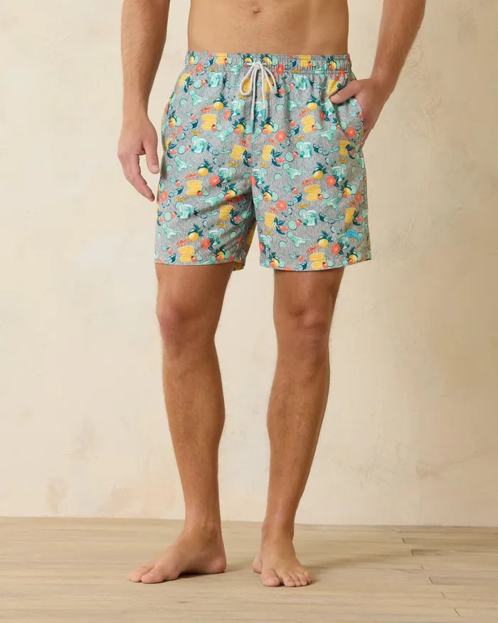 Tommy Bahama Naples Tales Of A Cocktail 6Inch Swim Trunks Concrete Grey Men Swim and Boardshorts Tommy Bahama Naples Tales Of A Cocktail 6Inch Swim Trunks Concrete Grey Men Swim and Boardshorts