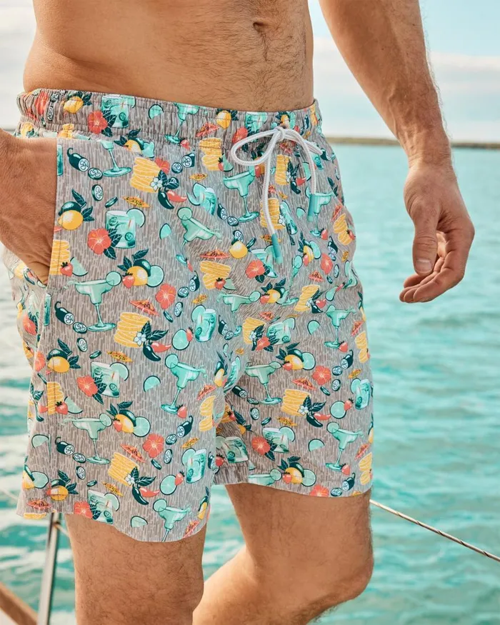 Tommy Bahama Naples Tales Of A Cocktail 6Inch Swim Trunks Concrete Grey Men Swim and Boardshorts Tommy Bahama Naples Tales Of A Cocktail 6Inch Swim Trunks Concrete Grey Men Swim and Boardshorts