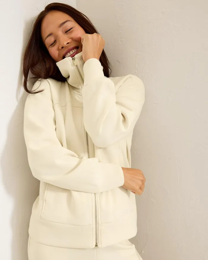 Tommy Bahama Palm Voyage FullZip Jacket Bleached Sand Women Sweatshirts