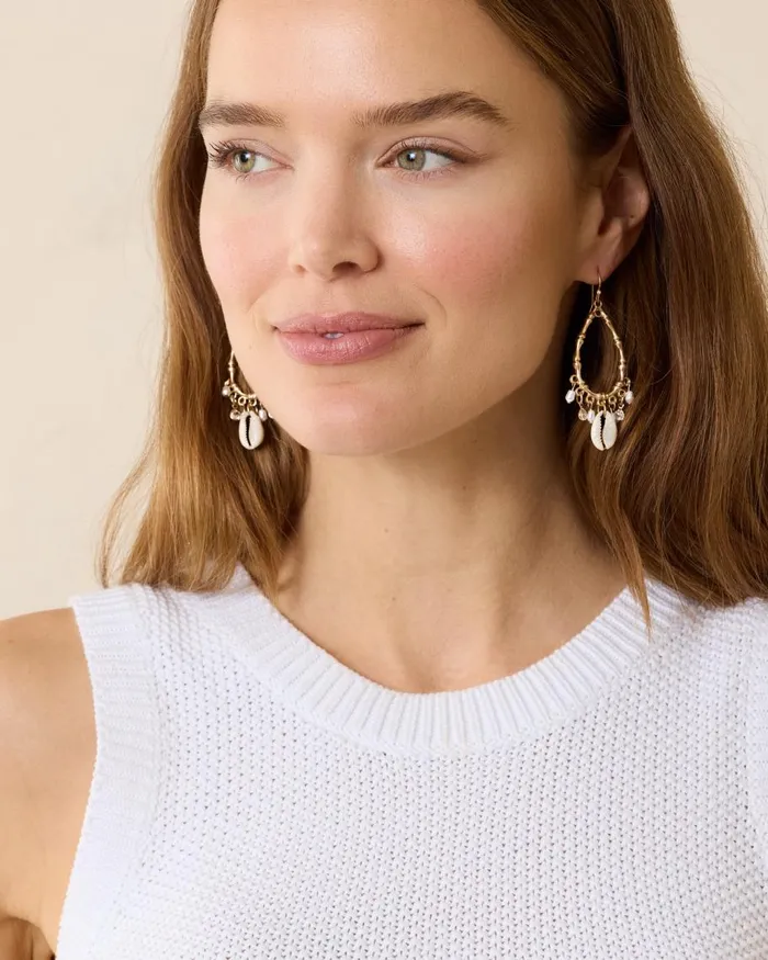 Tommy Bahama Seaside Shell Drop Hoop Charm Earrings Gold Women Jewelry Tommy Bahama Seaside Shell Drop Hoop Charm Earrings Gold Women Jewelry