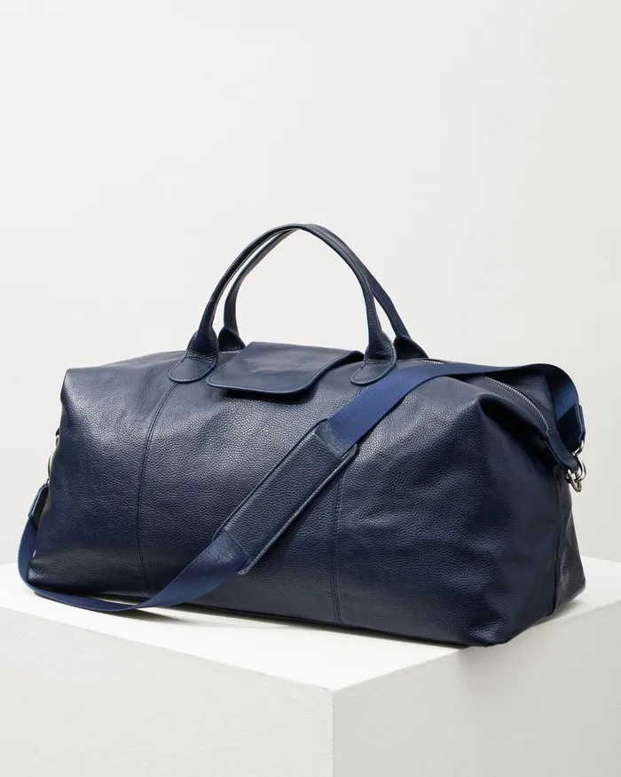 Tommy Bahama Stanford Navy Leather Duffel Bag Navy MenBeach and Home Luggage and Travel