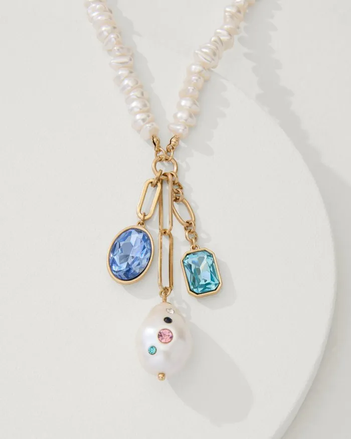Tommy Bahama Tidal Treasure Pearl And Stone Charm Necklace Gold Women Jewelry