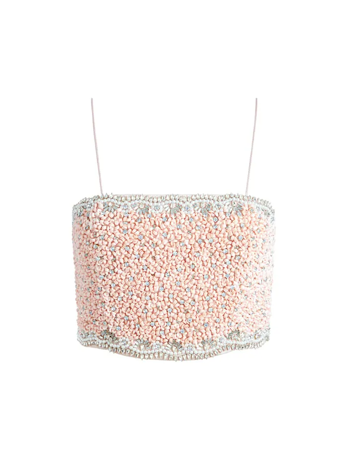 Tops Women Alice Olivia Ceresi Embellished Spaghetti Strap Top Pink Lace